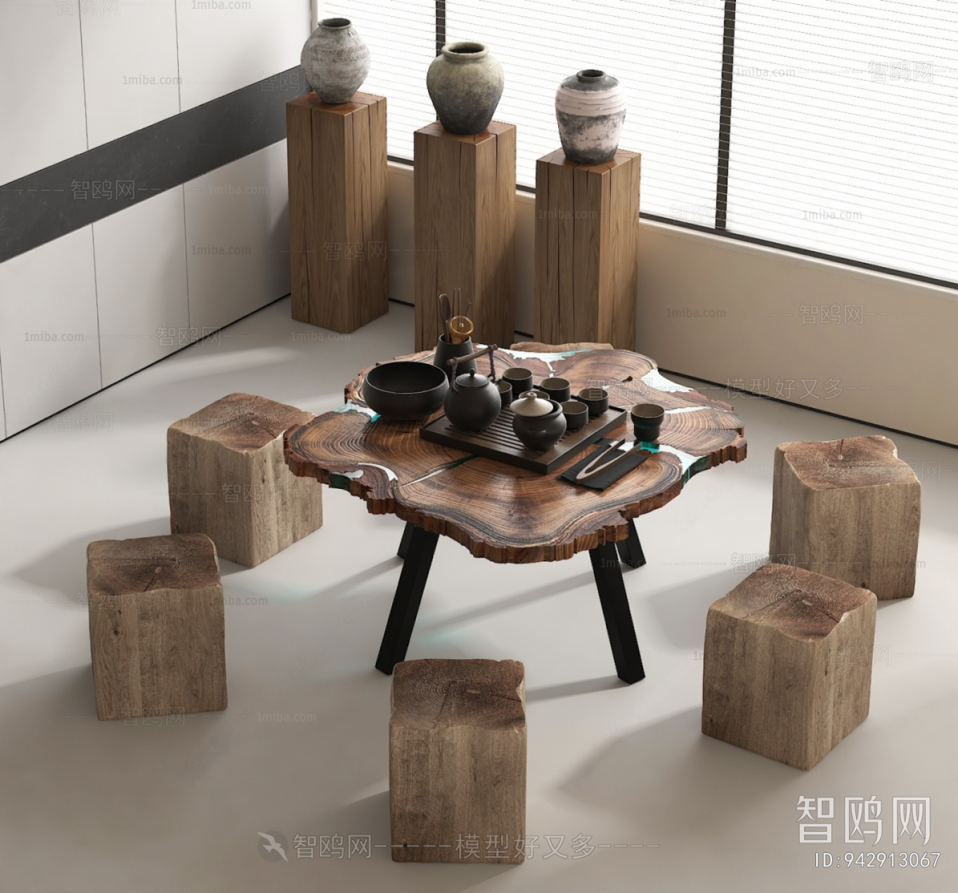 Wabi-sabi Style Tea Tables And Chairs
