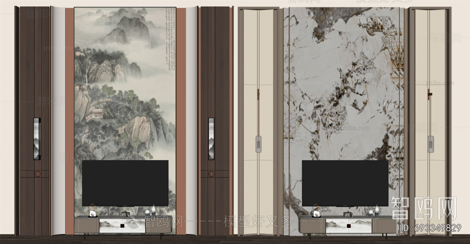 New Chinese Style TV Wall