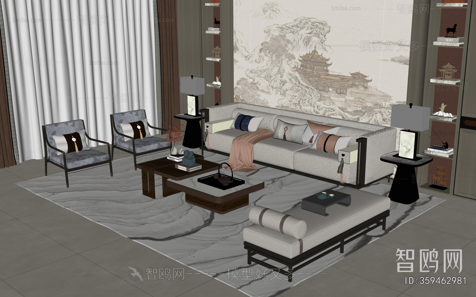 New Chinese Style Sofa Combination