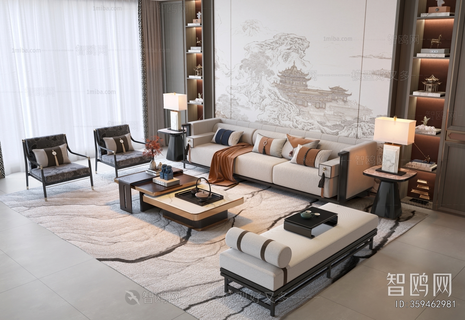 New Chinese Style Sofa Combination