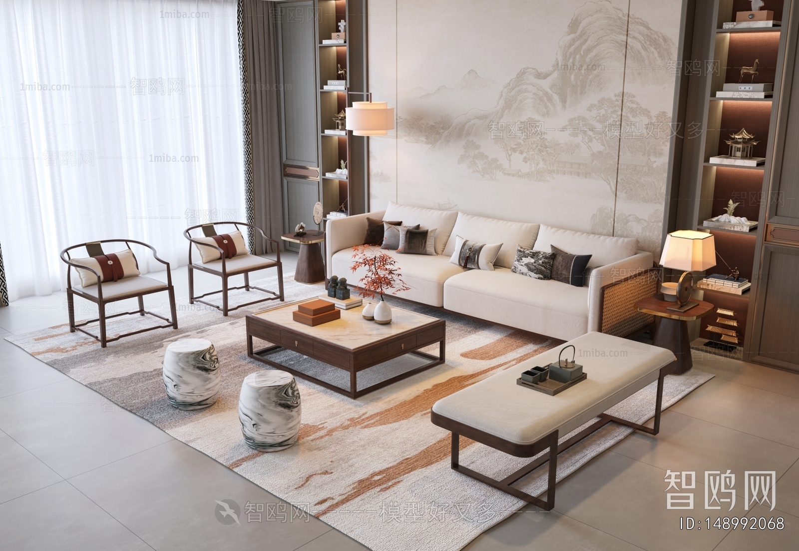 New Chinese Style Sofa Combination