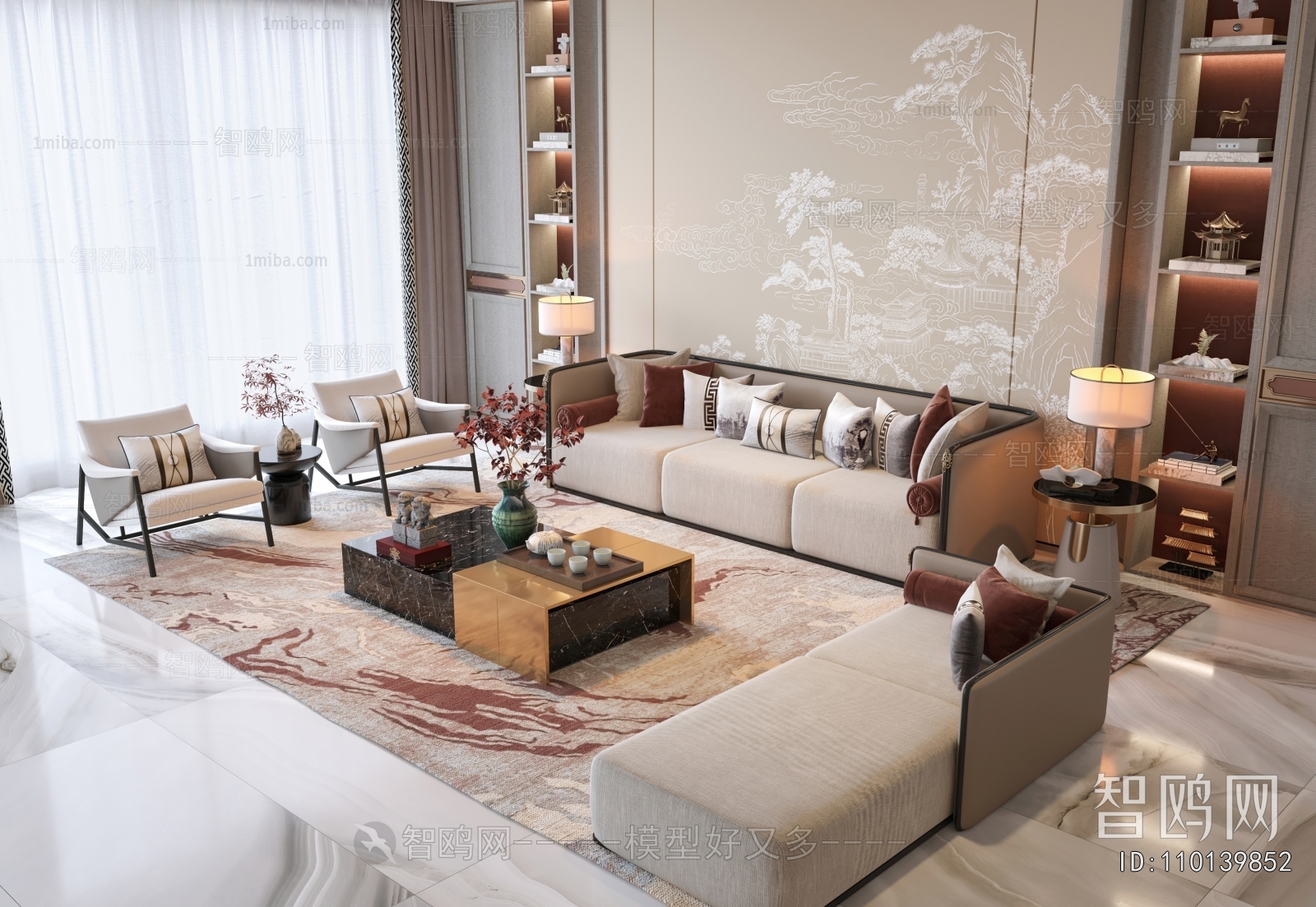 New Chinese Style Sofa Combination