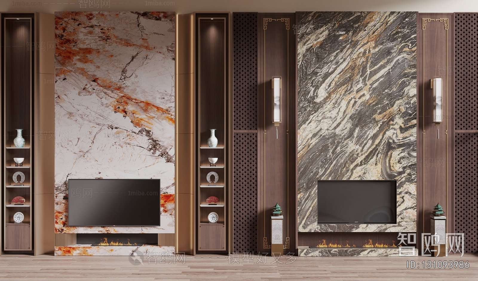 New Chinese Style TV Wall