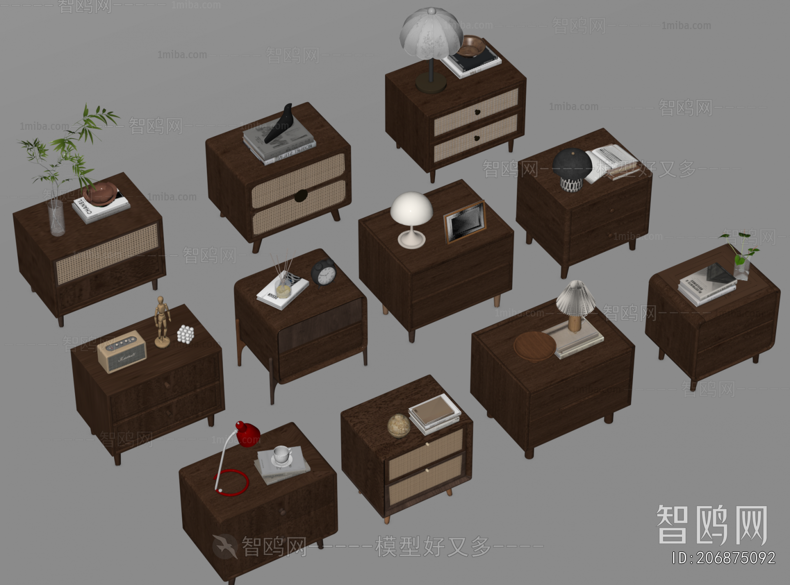 New Chinese Style Bedside Cupboard