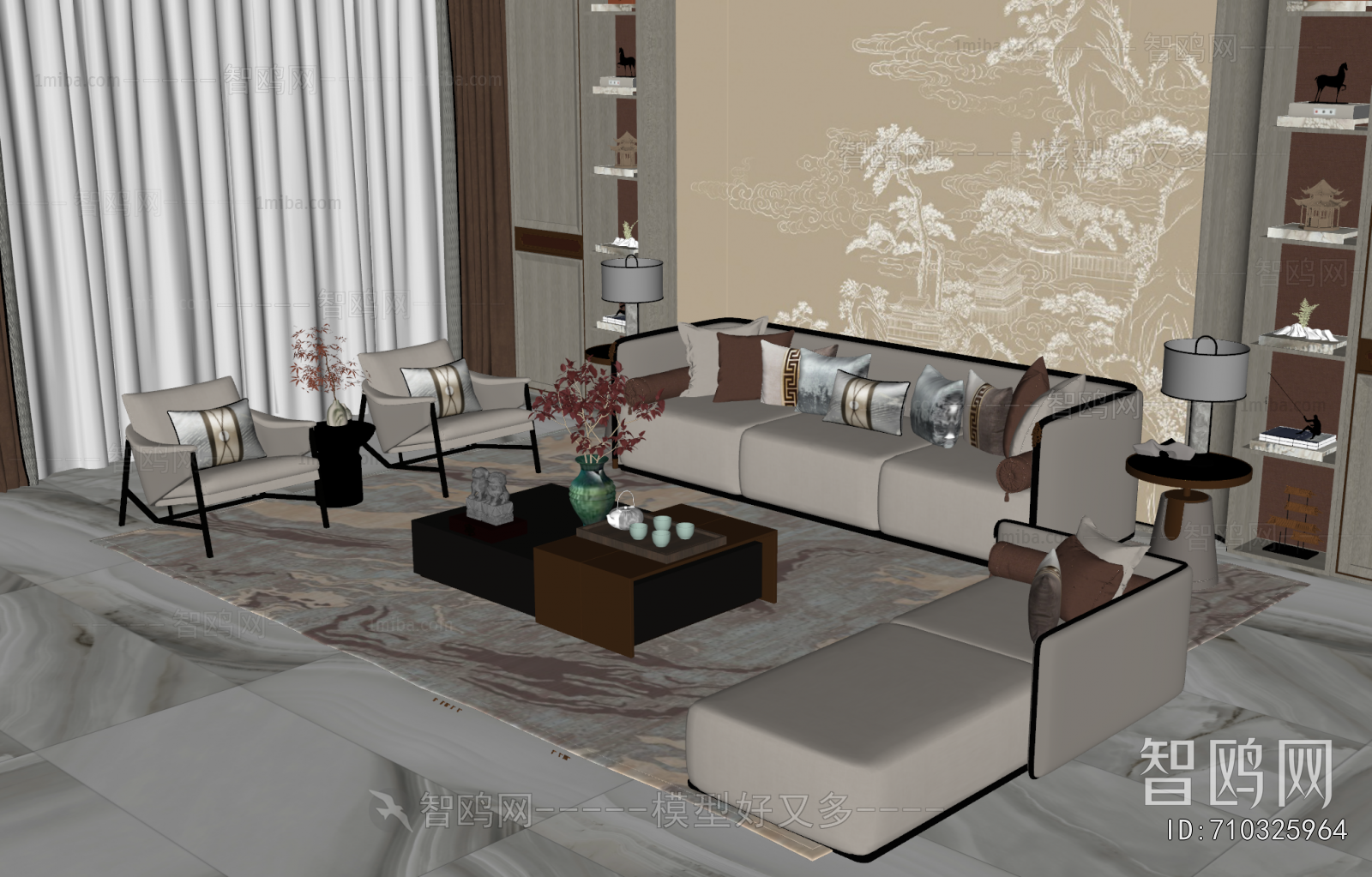 New Chinese Style Sofa Combination