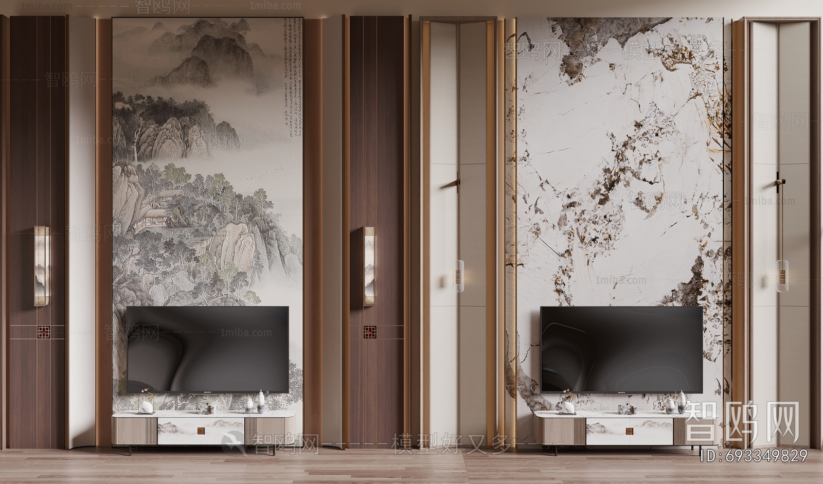 New Chinese Style TV Wall