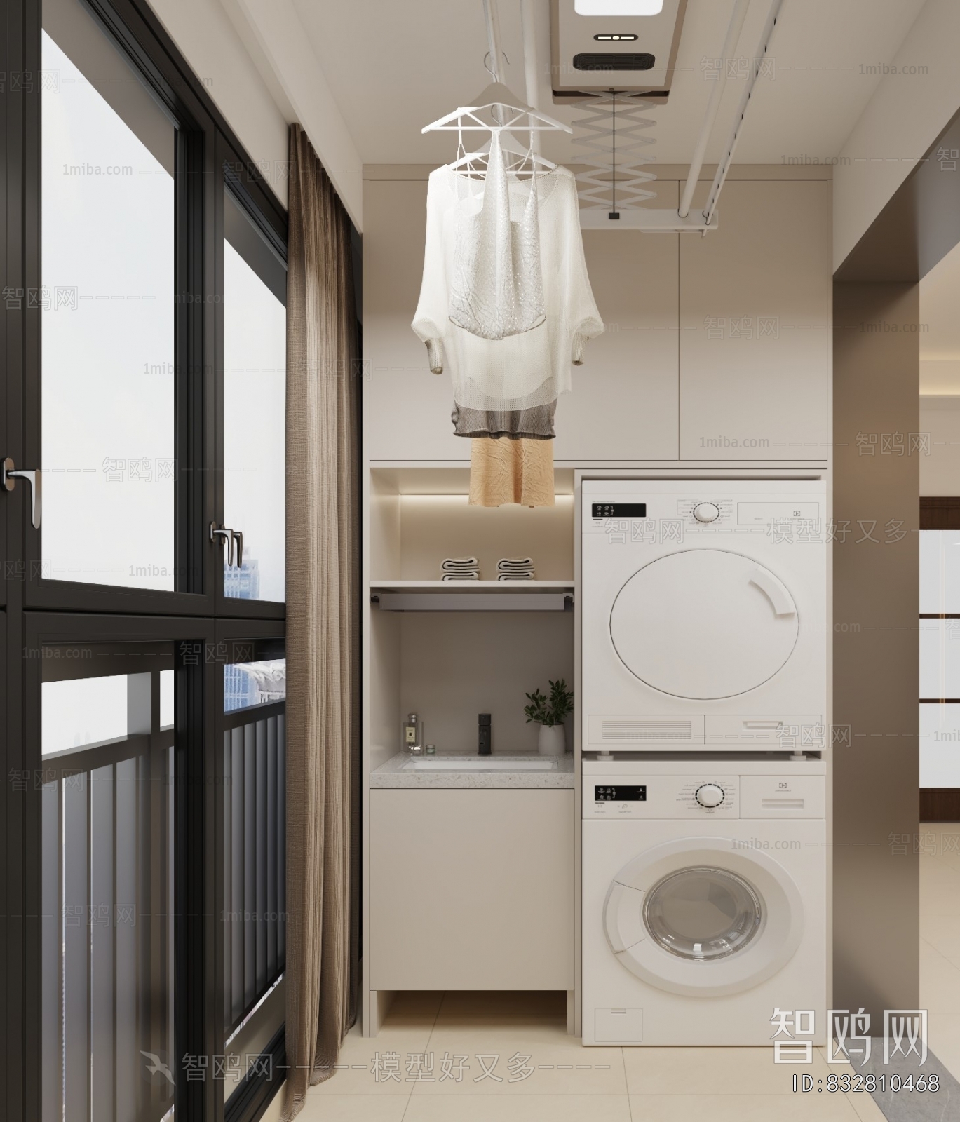 New Chinese Style Balcony Laundry Room