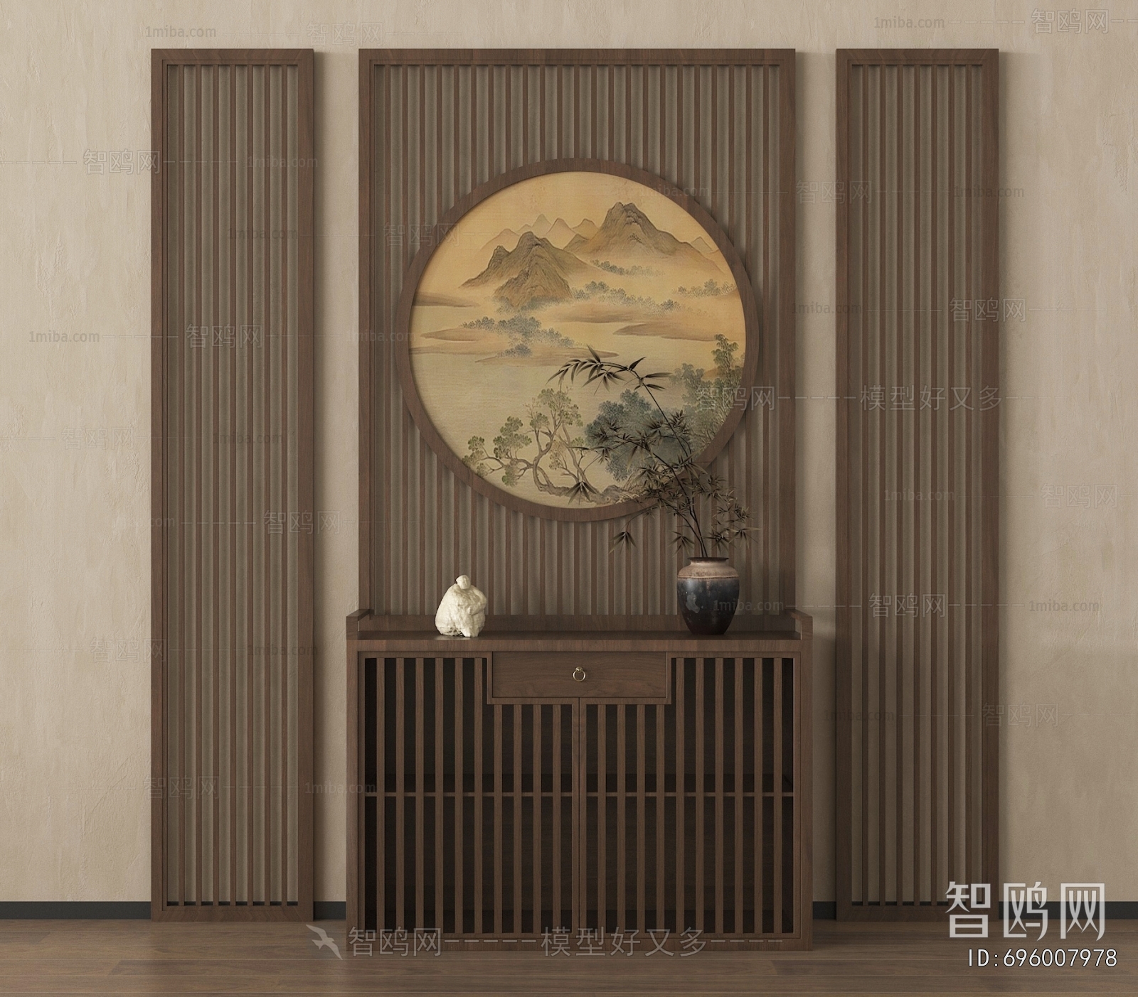 New Chinese Style Wooden Screen Partition