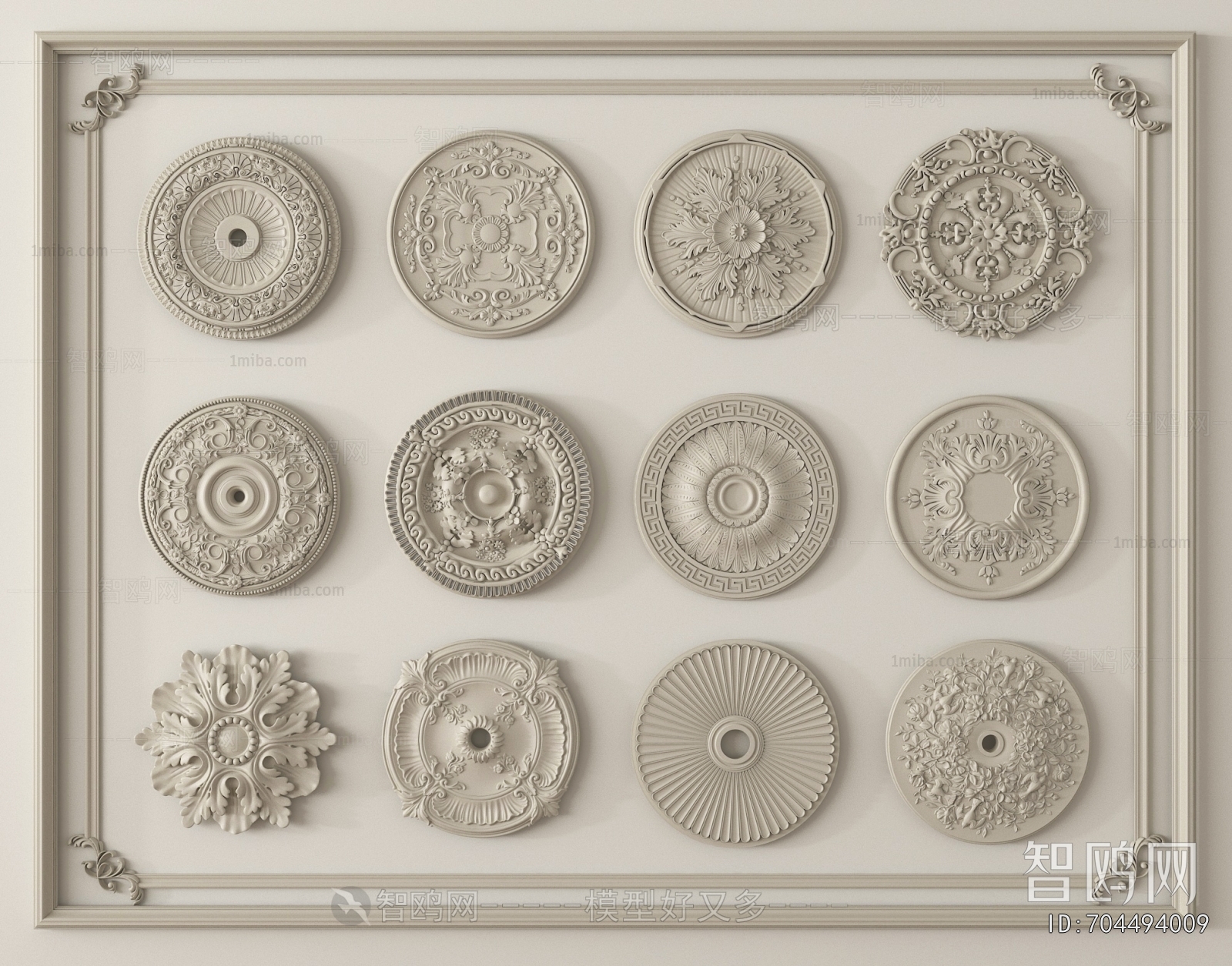 French Style Plaster Carved Top Plate