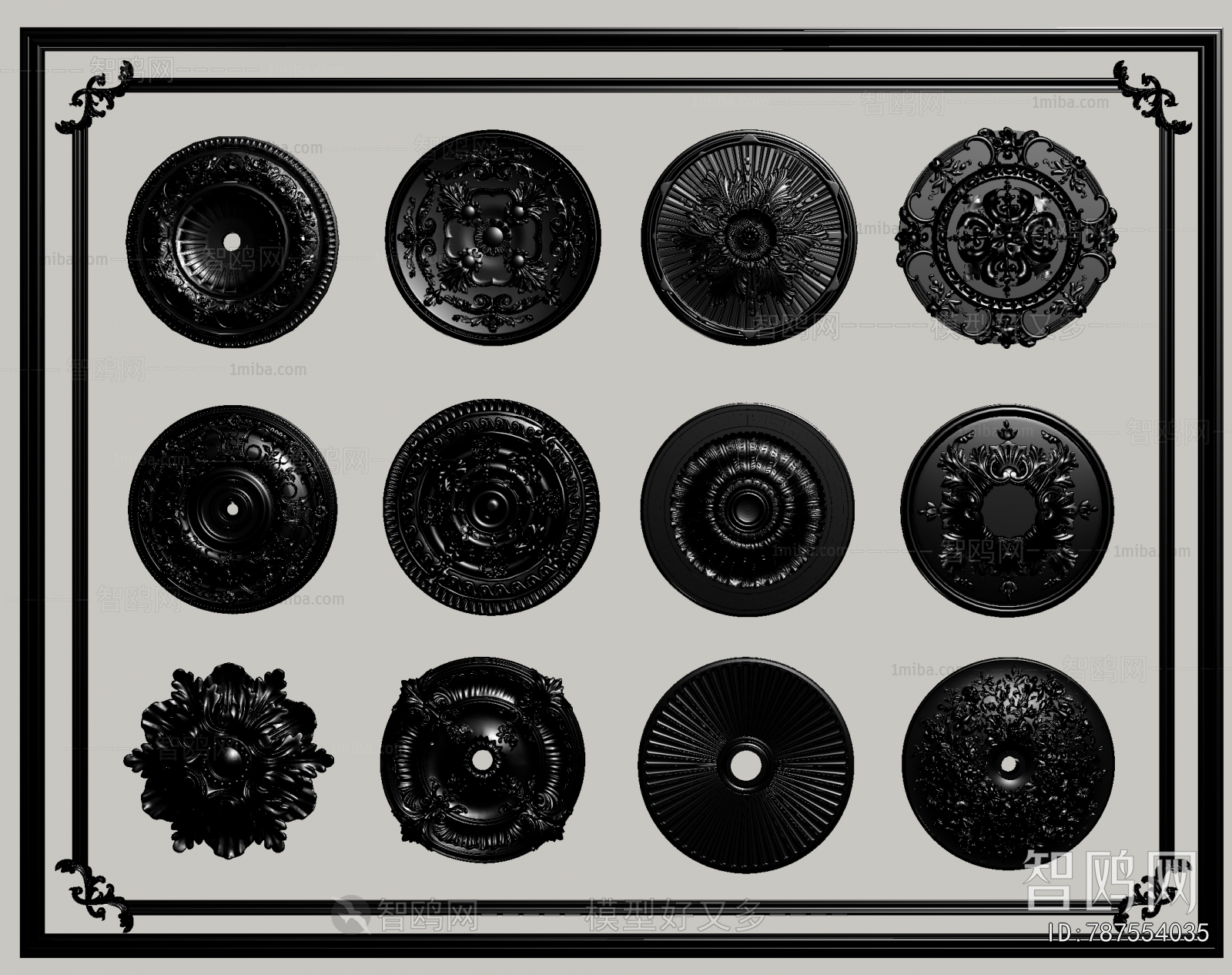 French Style Plaster Carved Top Plate