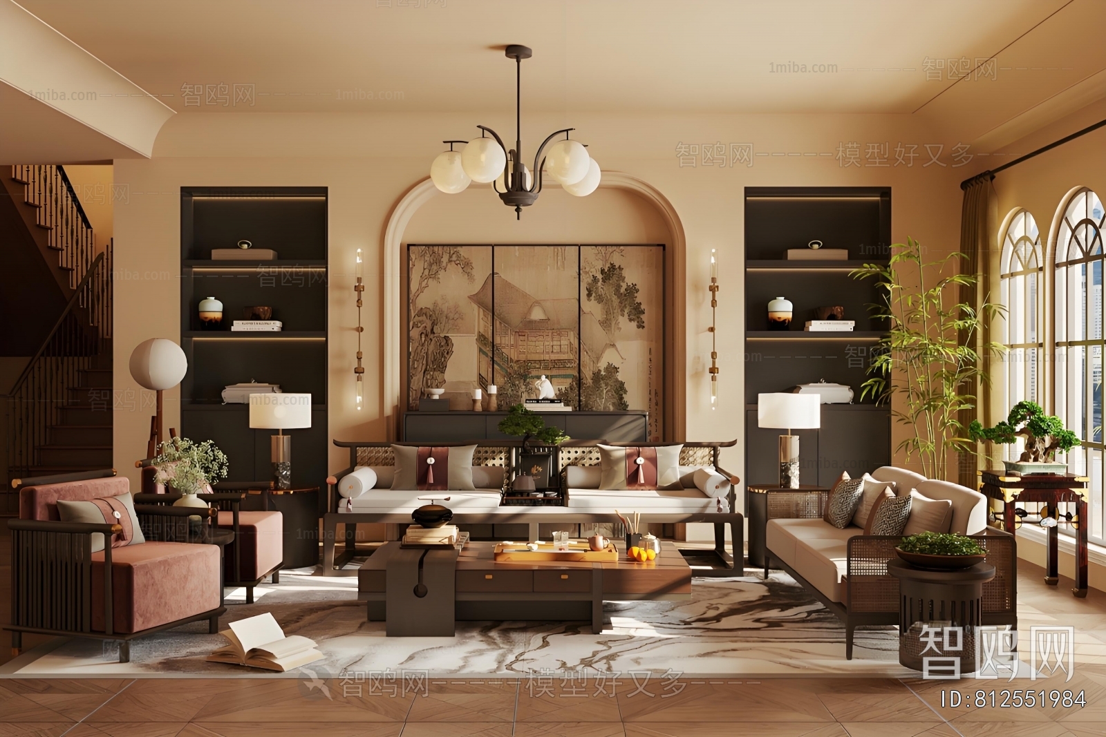 New Chinese Style A Living Room