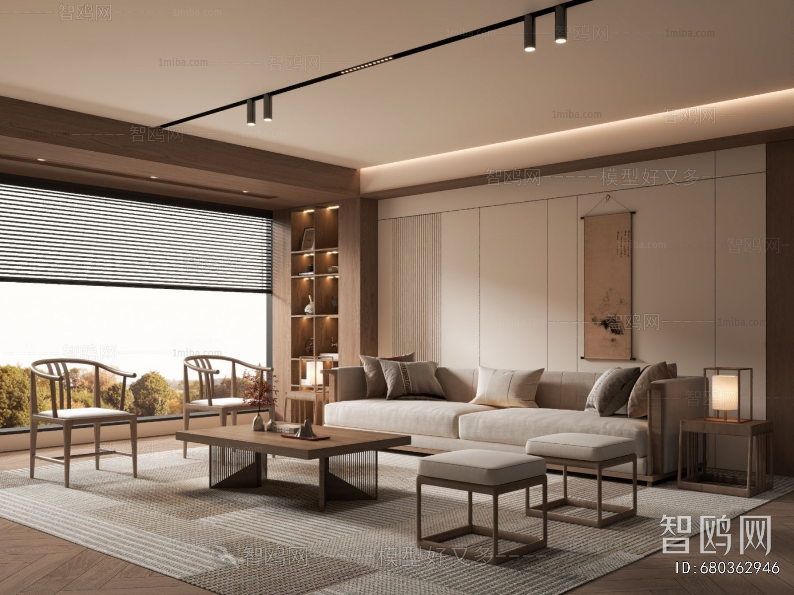 New Chinese Style A Living Room