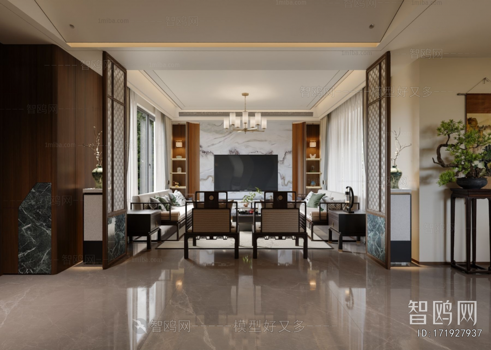 New Chinese Style A Living Room