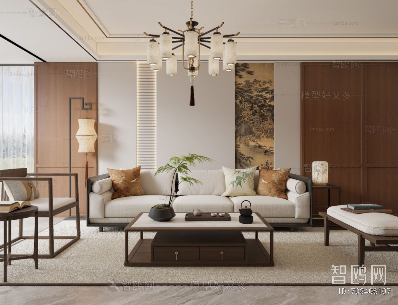 New Chinese Style A Living Room