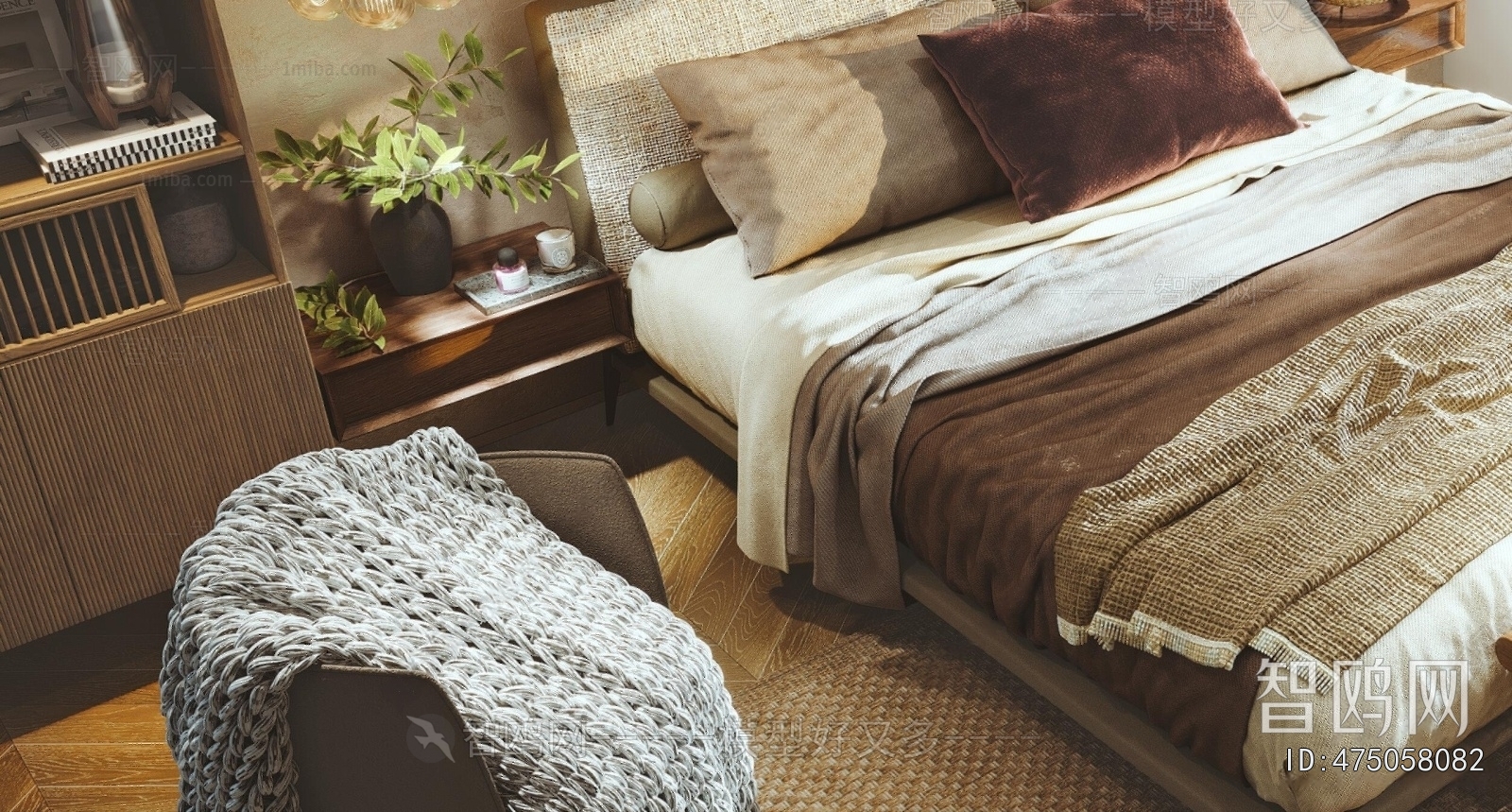 Wabi-sabi Style Double Bed