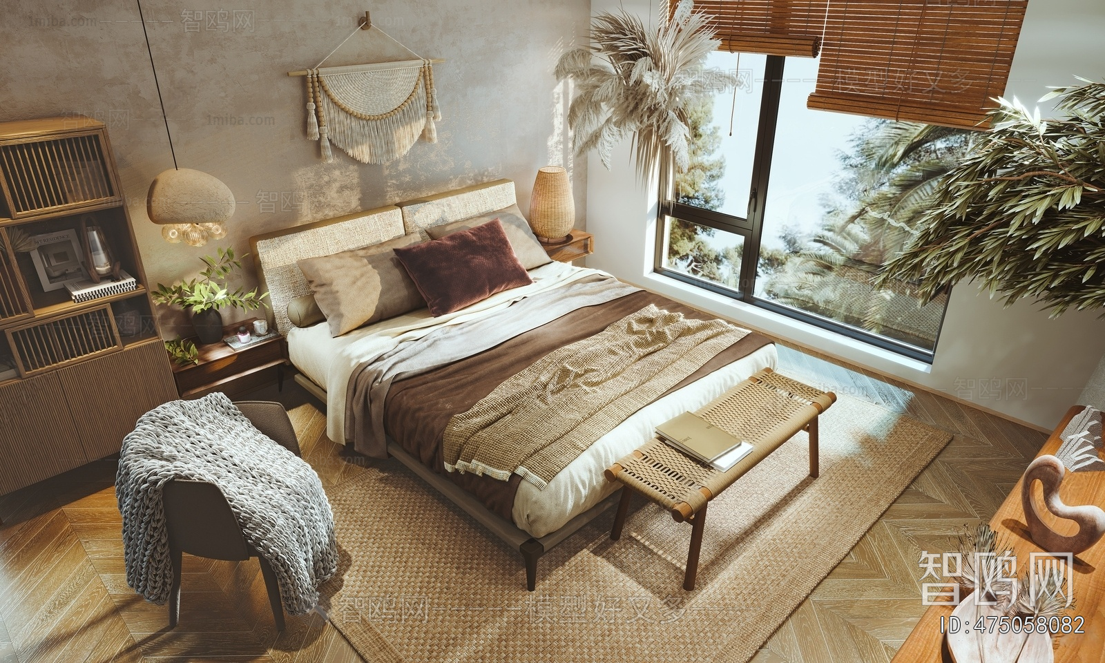 Wabi-sabi Style Double Bed