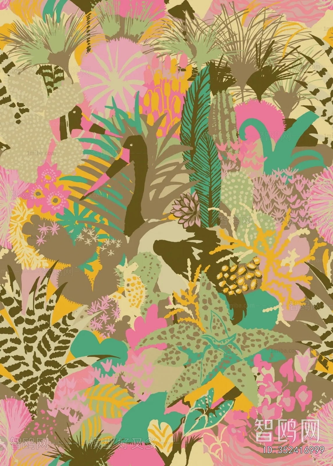 Animal And Plant Pattern Wallpaper