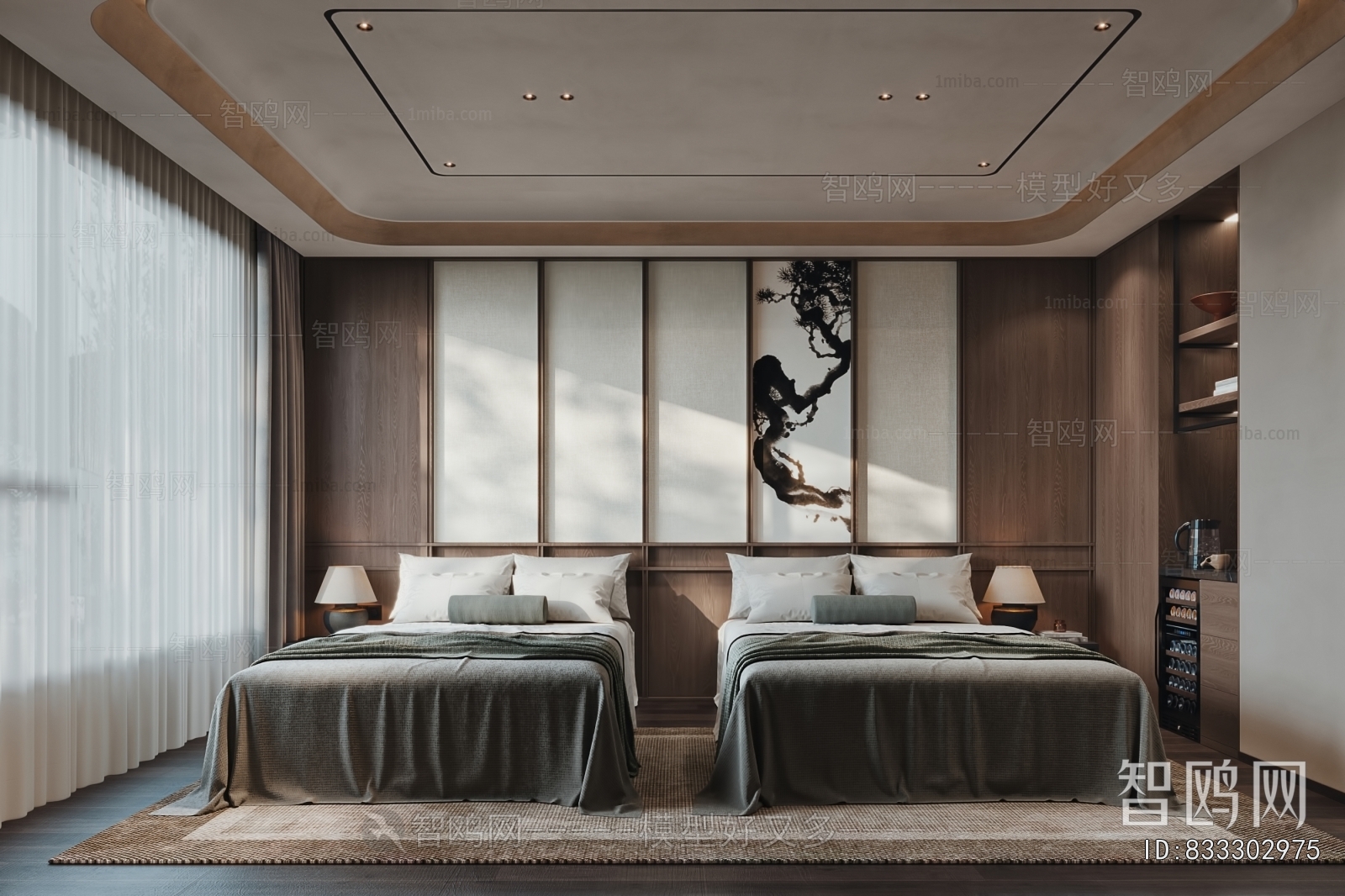 Wabi-sabi Style Guest Room