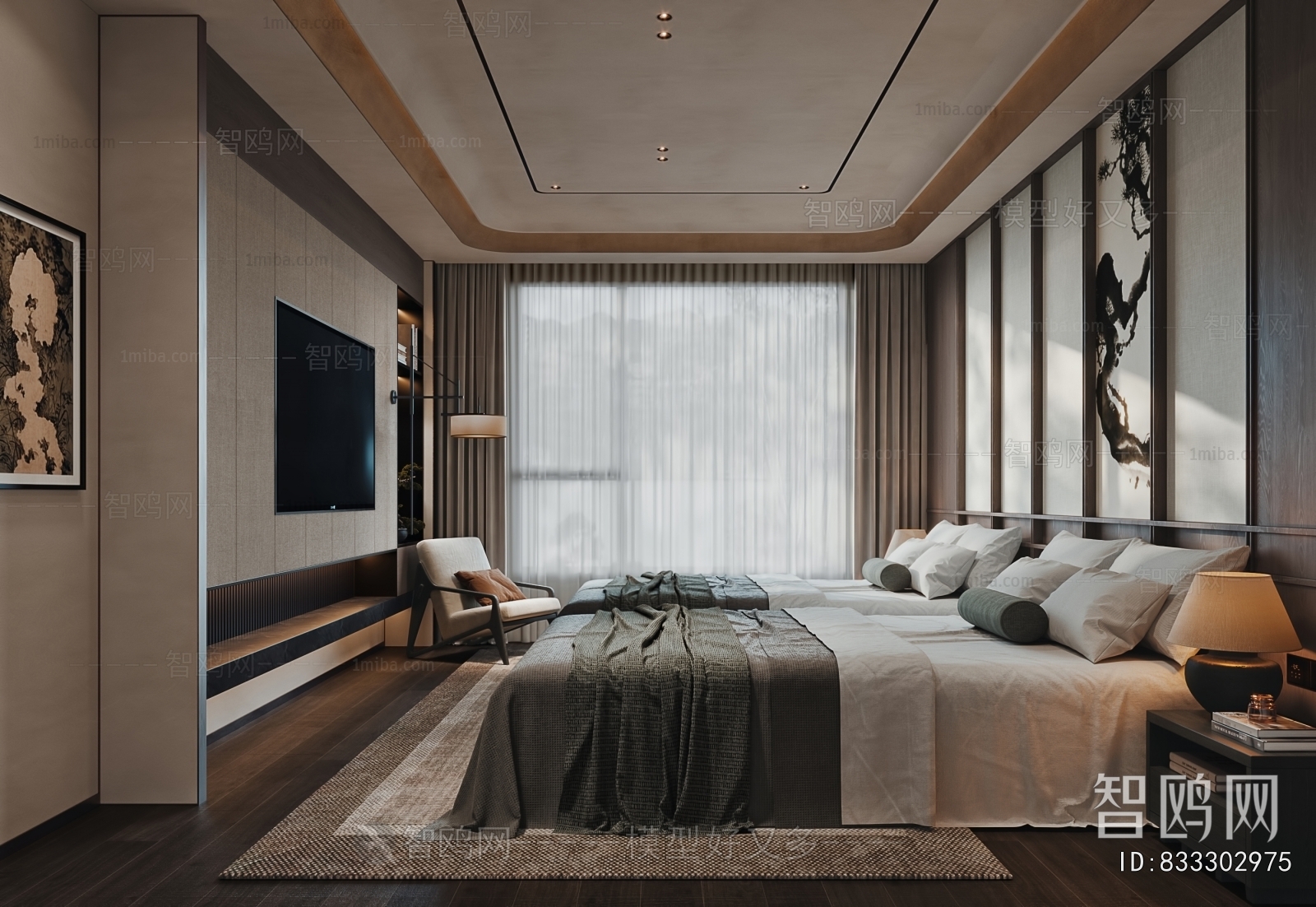 Wabi-sabi Style Guest Room