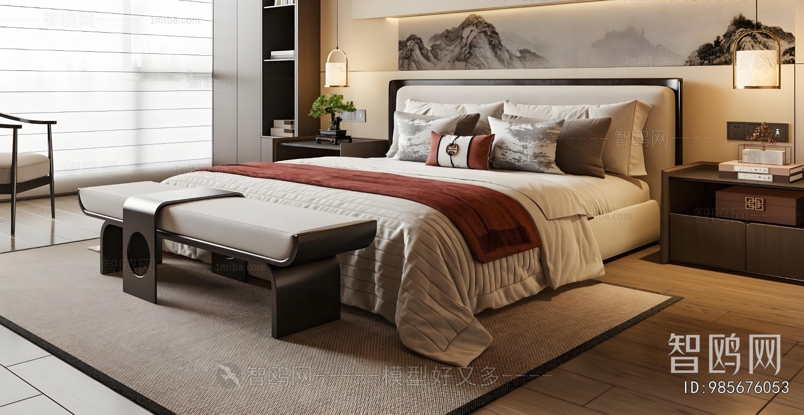 New Chinese Style Double Bed