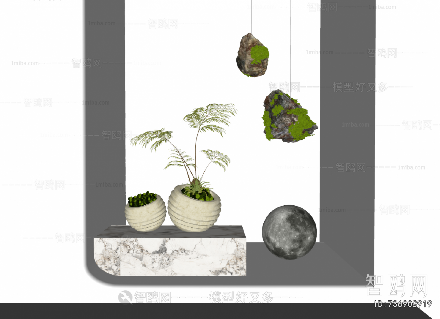 Modern Potted Green Plant