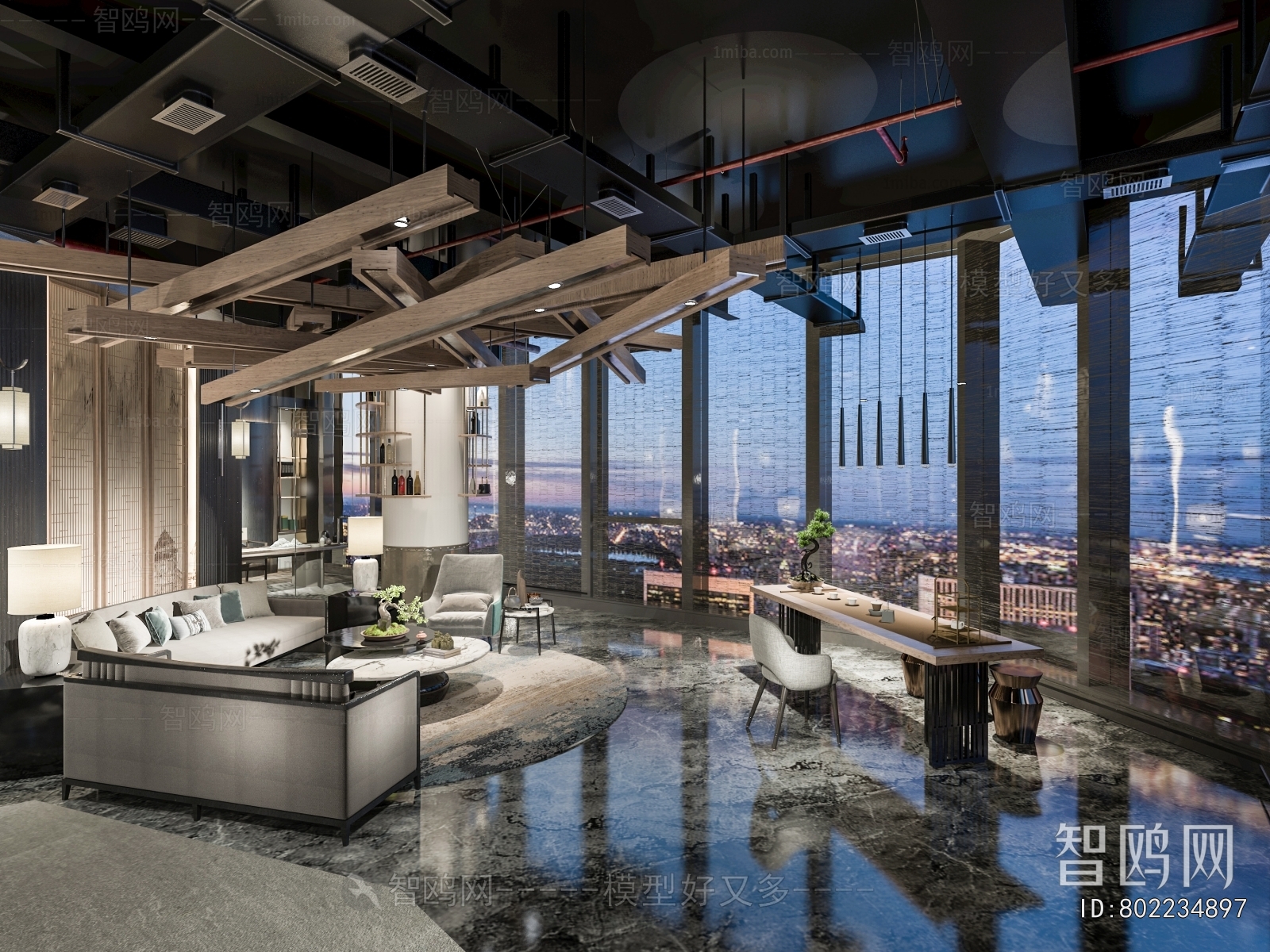 New Chinese Style Office Living Room