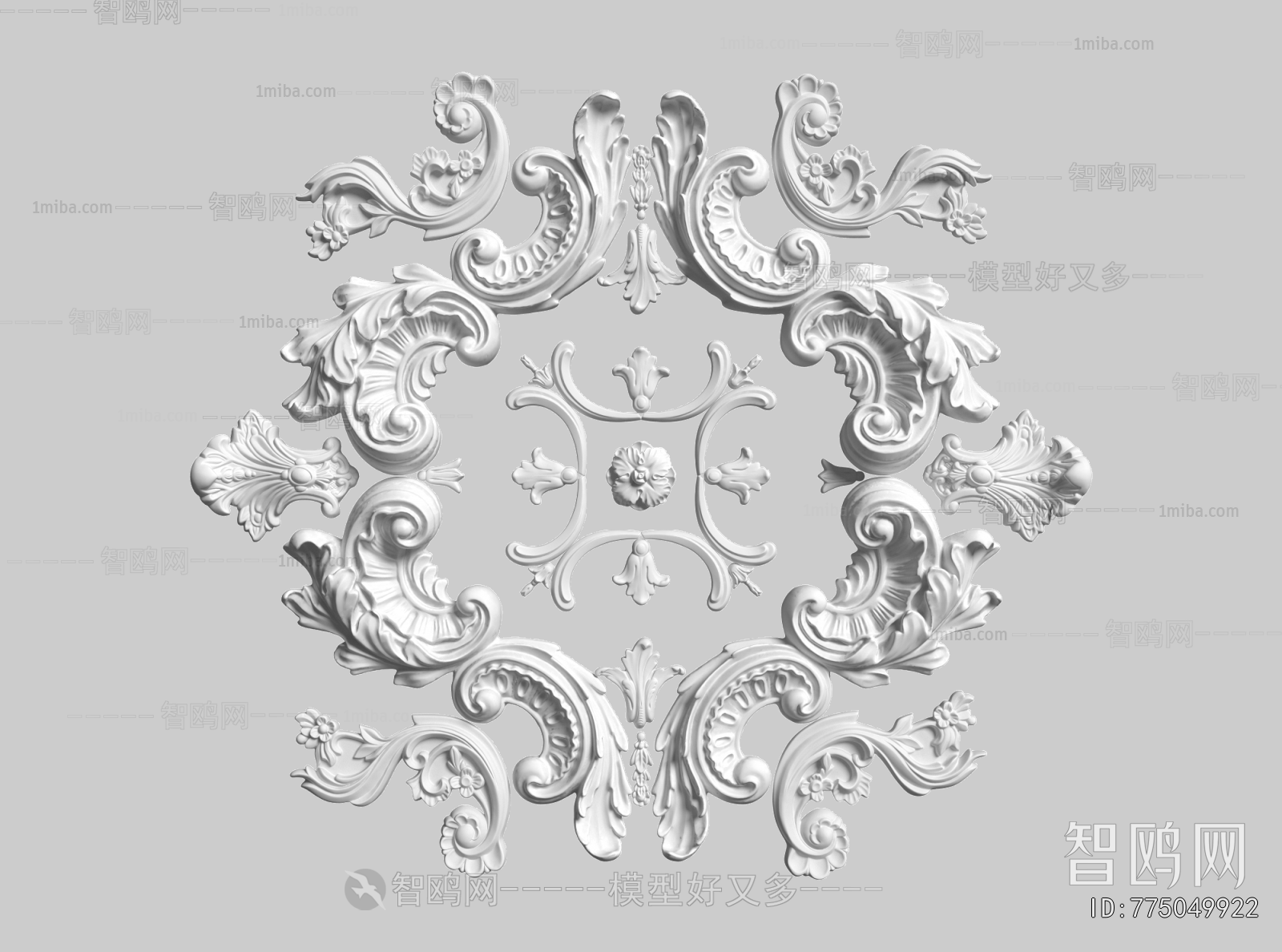 French Style Plaster Carved Top Plate