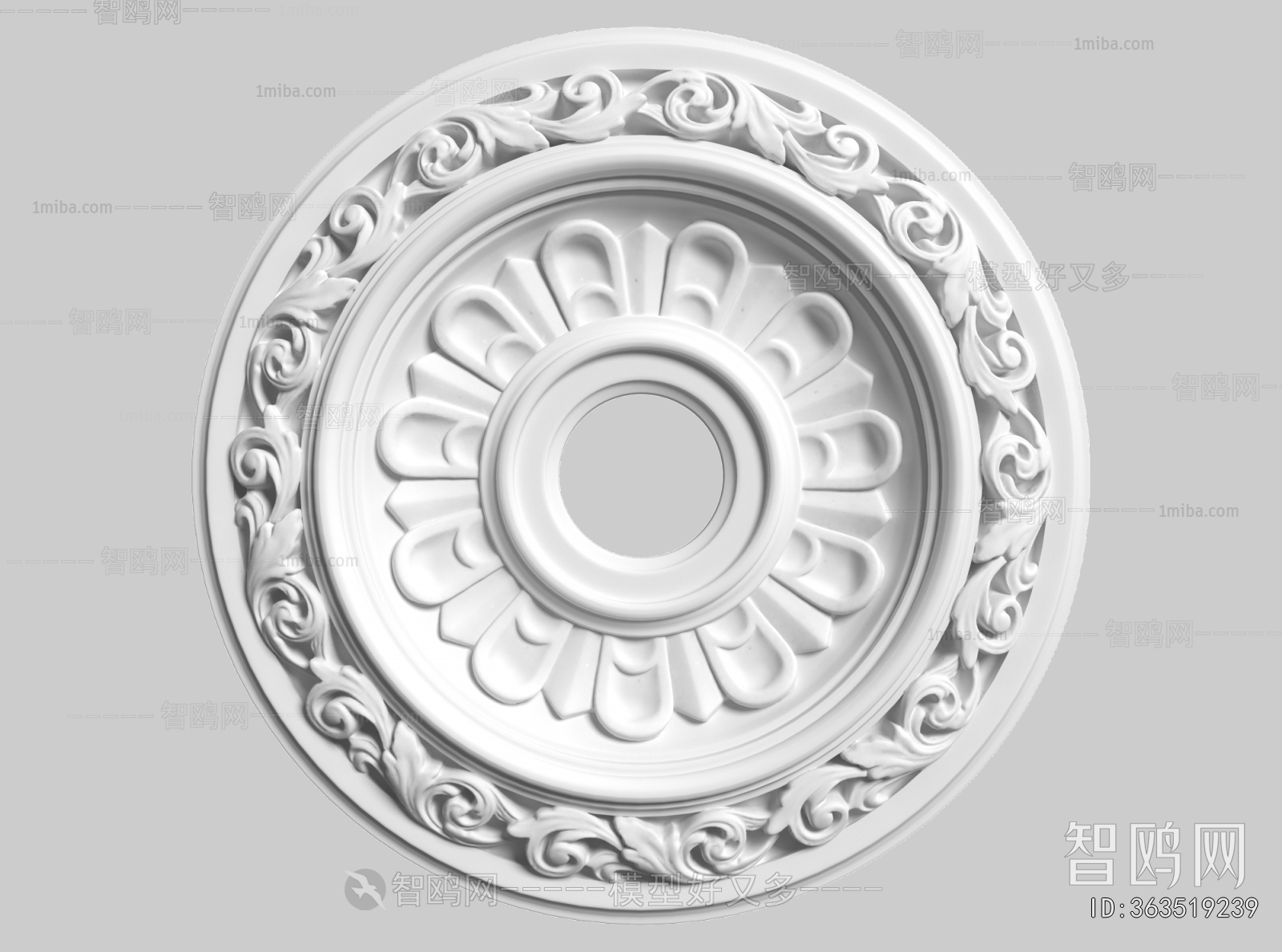 French Style Plaster Carved Top Plate