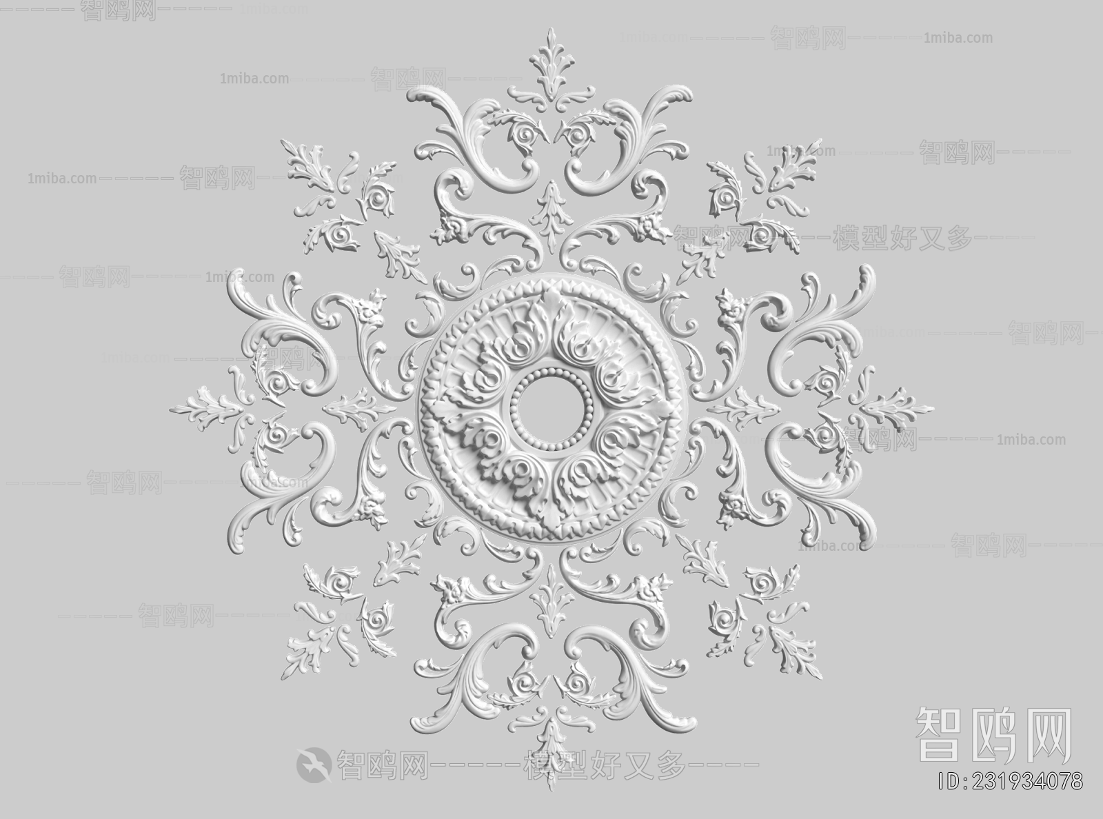 French Style Plaster Carved Top Plate