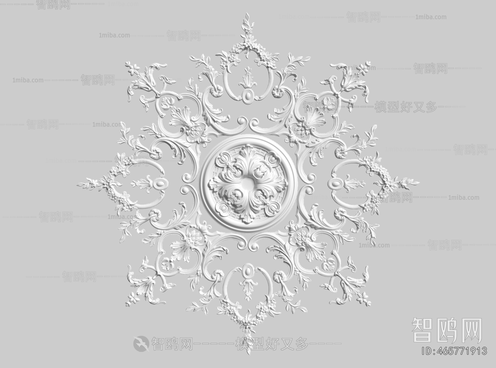 French Style Plaster Carved Top Plate