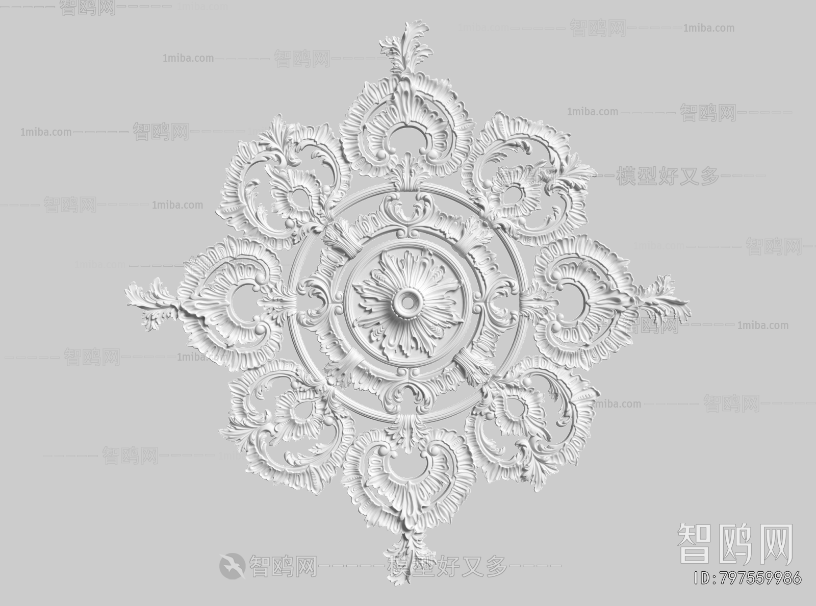 French Style Plaster Carved Top Plate