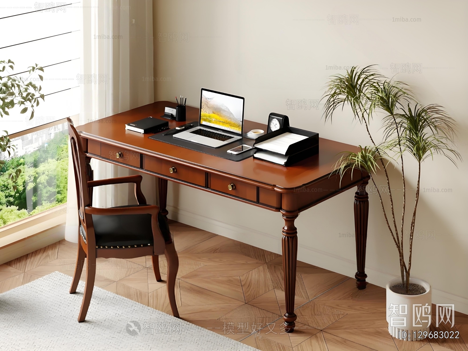 American Style Computer Desk And Chair