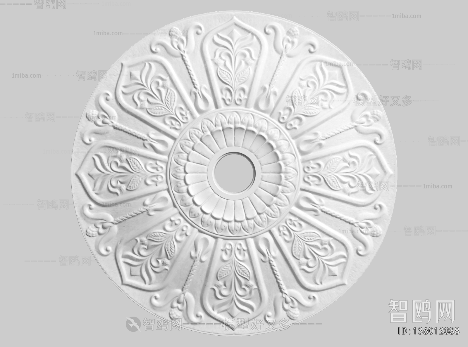 French Style Plaster Carved Top Plate