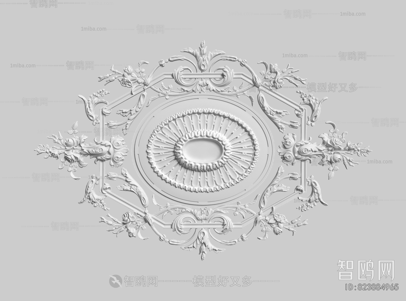 French Style Plaster Carved Top Plate