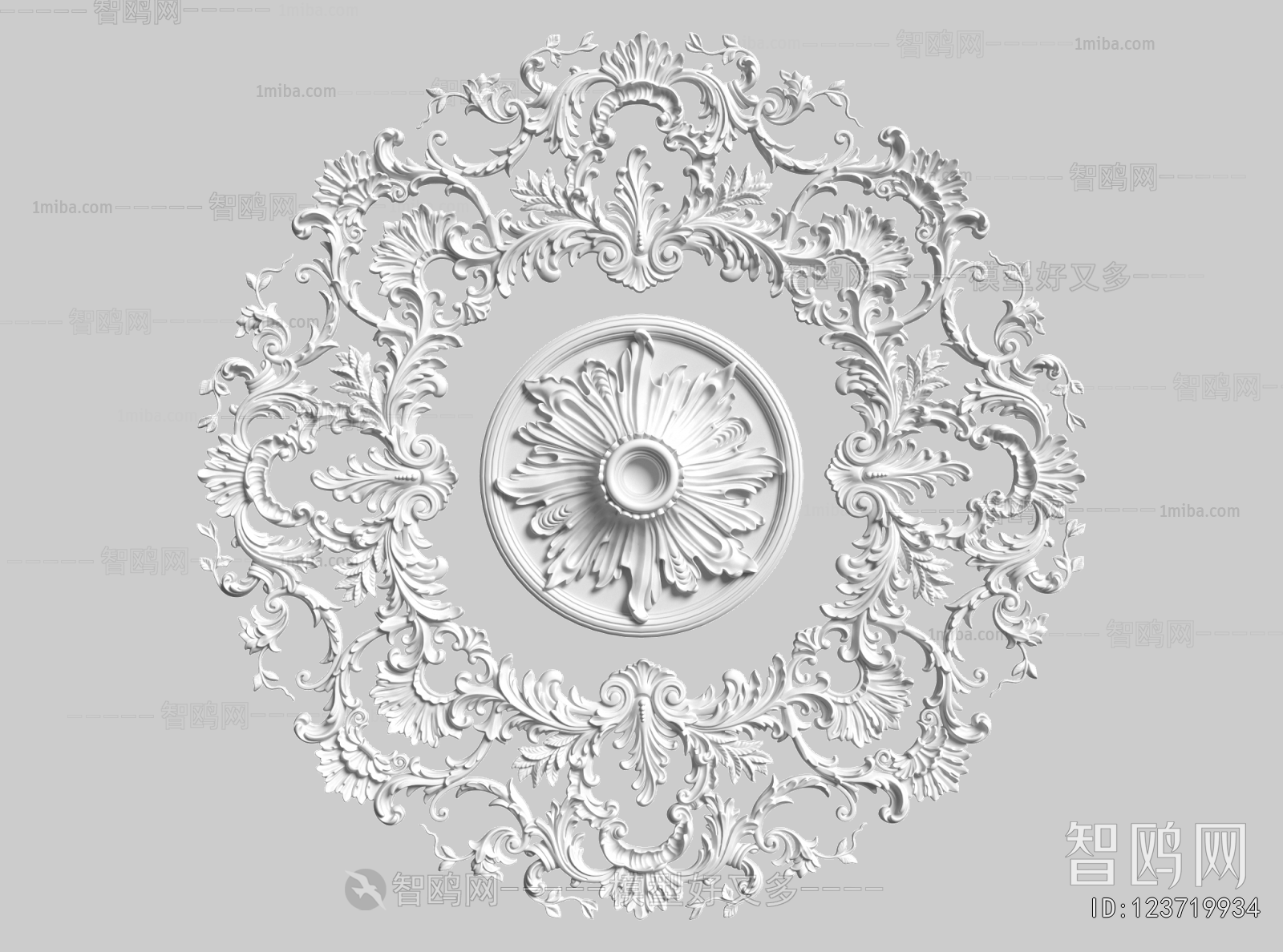 French Style Plaster Carved Top Plate