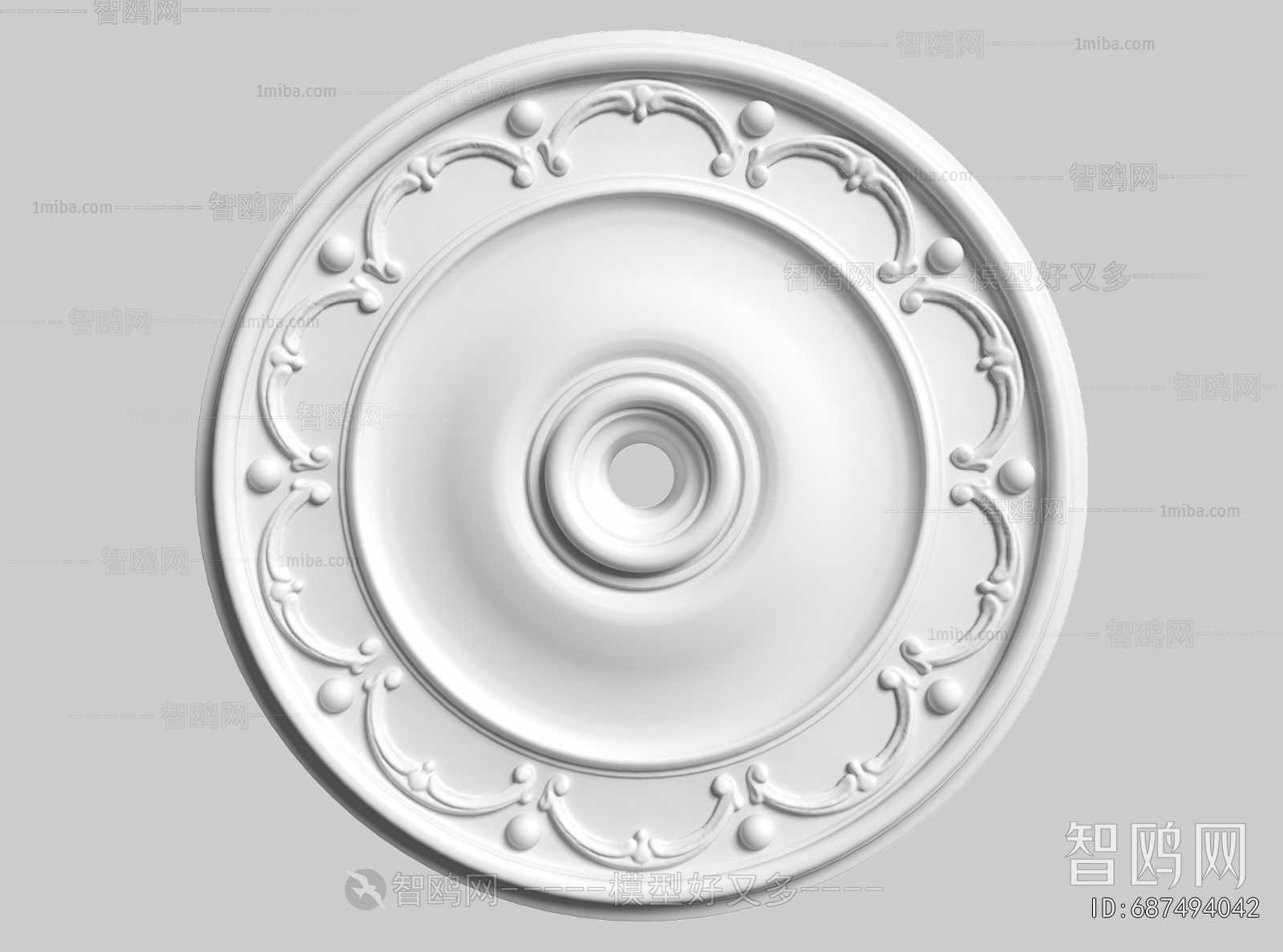 French Style Plaster Carved Top Plate