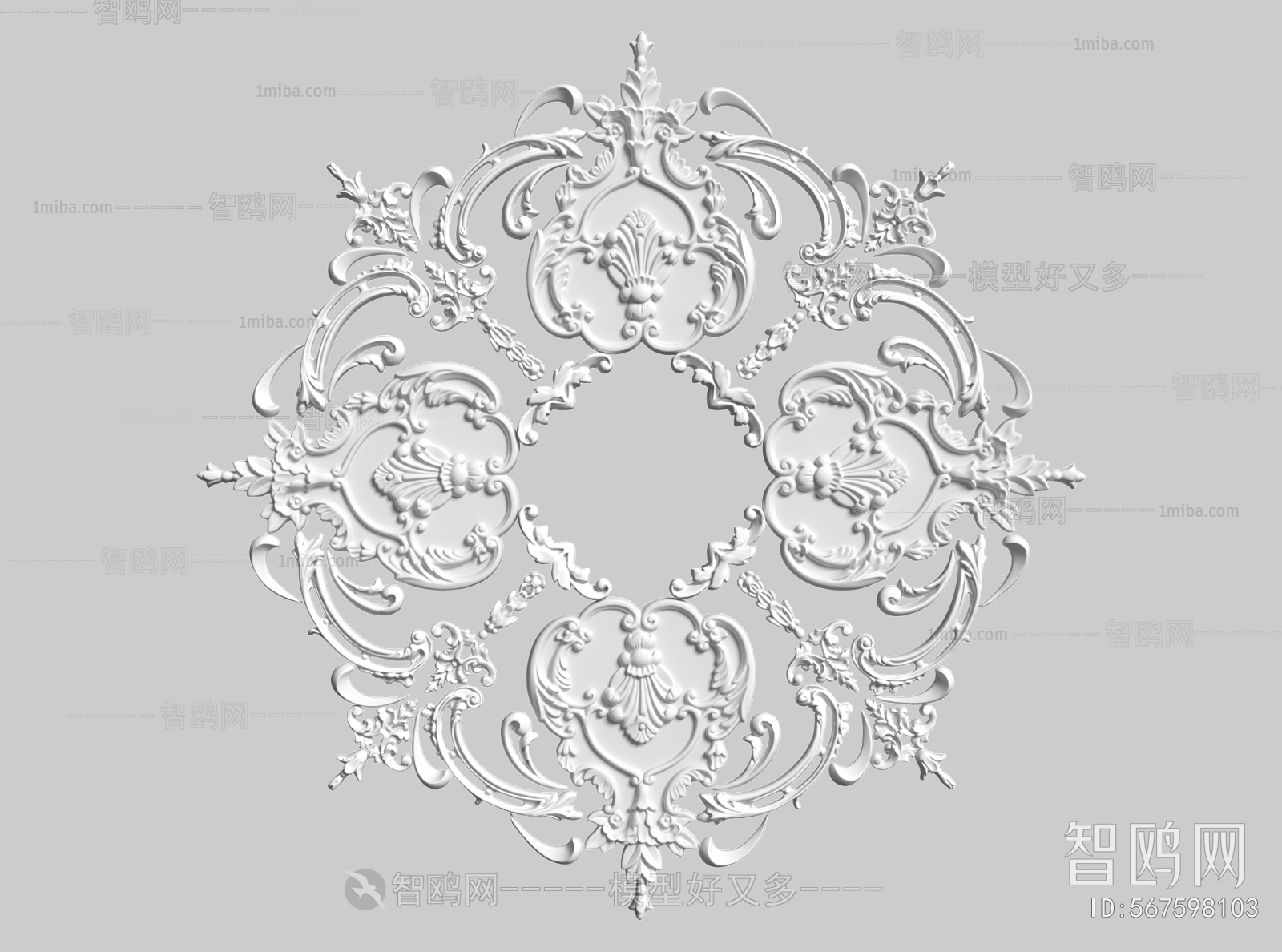 French Style Plaster Carved Top Plate