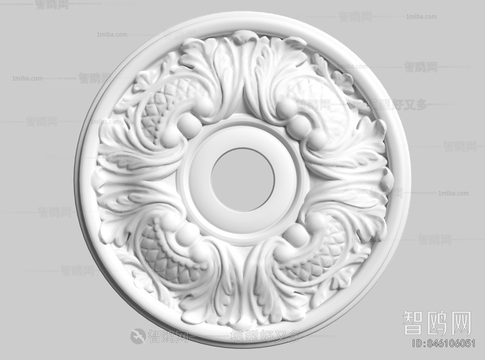 French Style Plaster Carved Top Plate