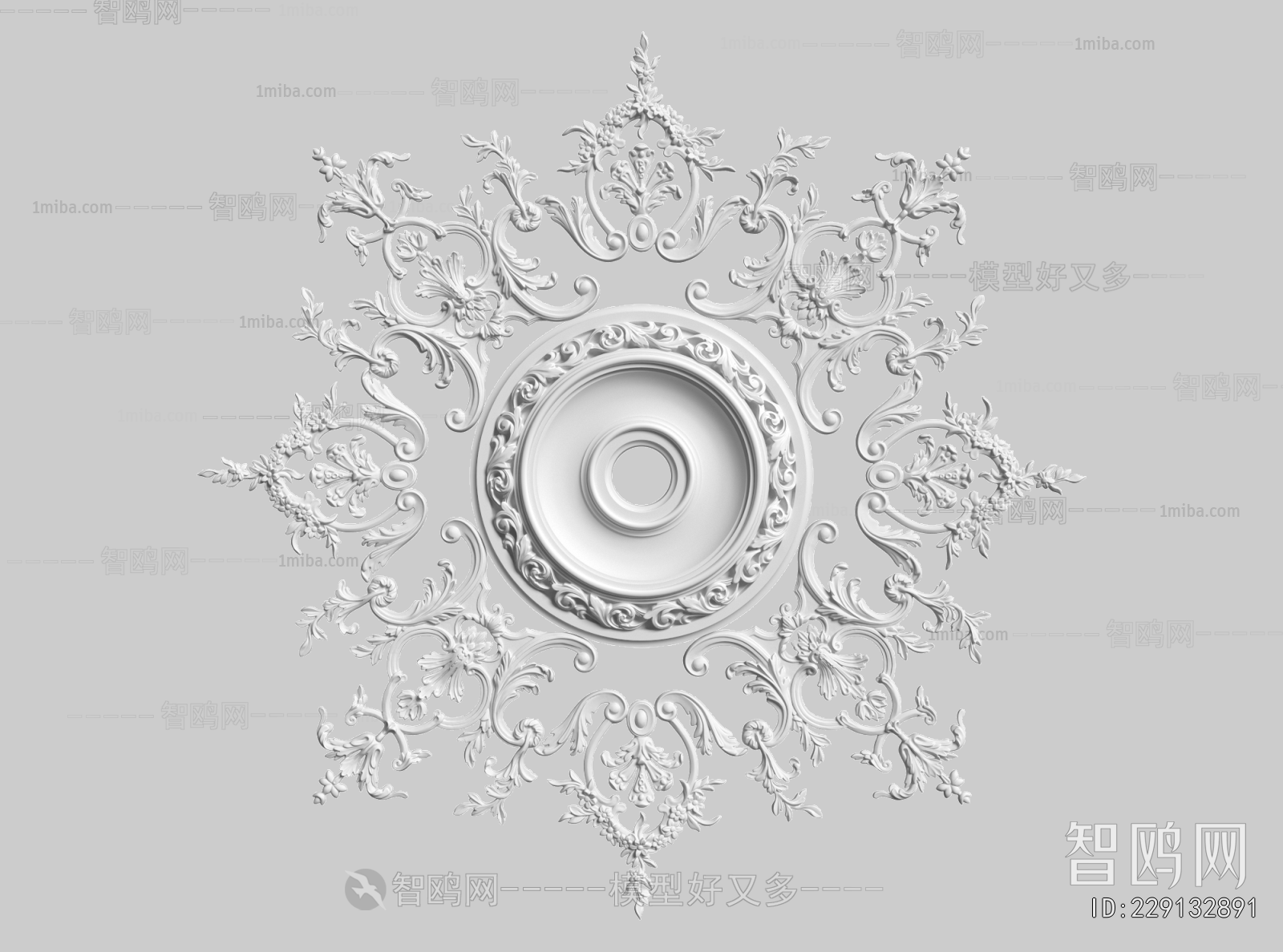 French Style Plaster Carved Top Plate