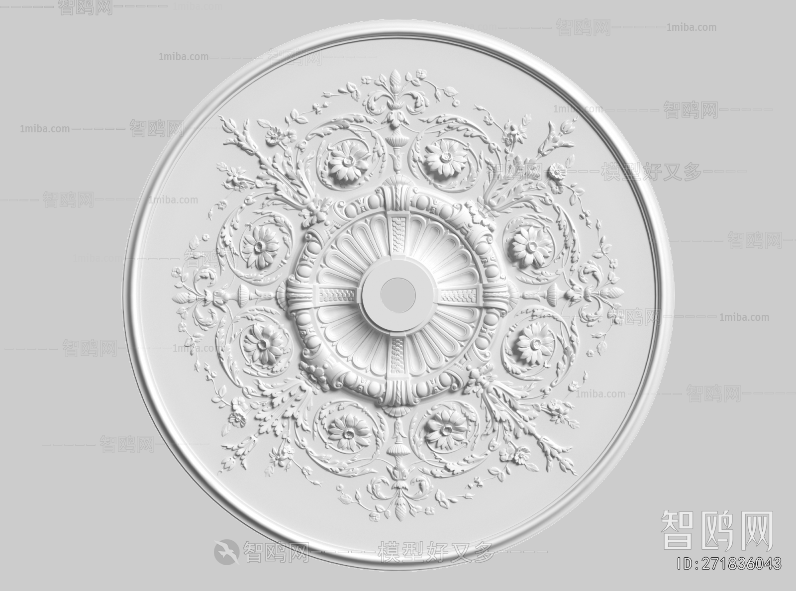 French Style Plaster Carved Top Plate