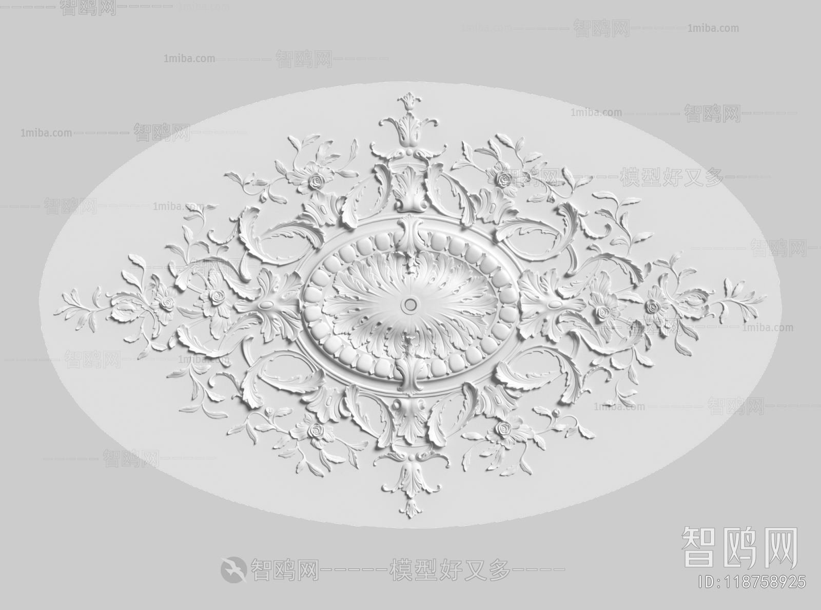 French Style Plaster Carved Top Plate