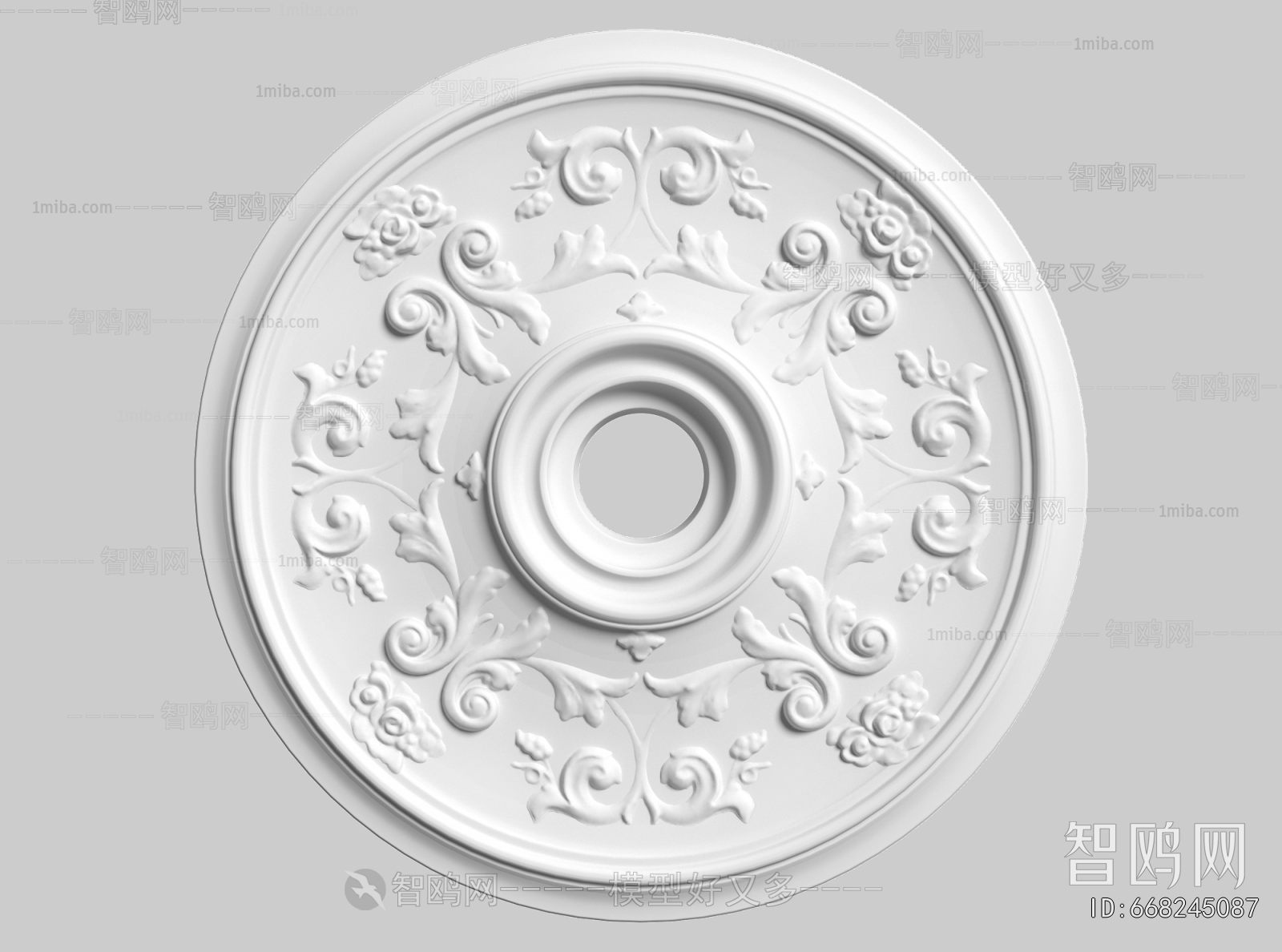 French Style Plaster Carved Top Plate