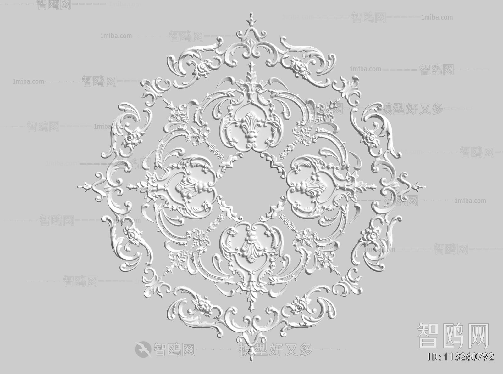 French Style Plaster Carved Top Plate