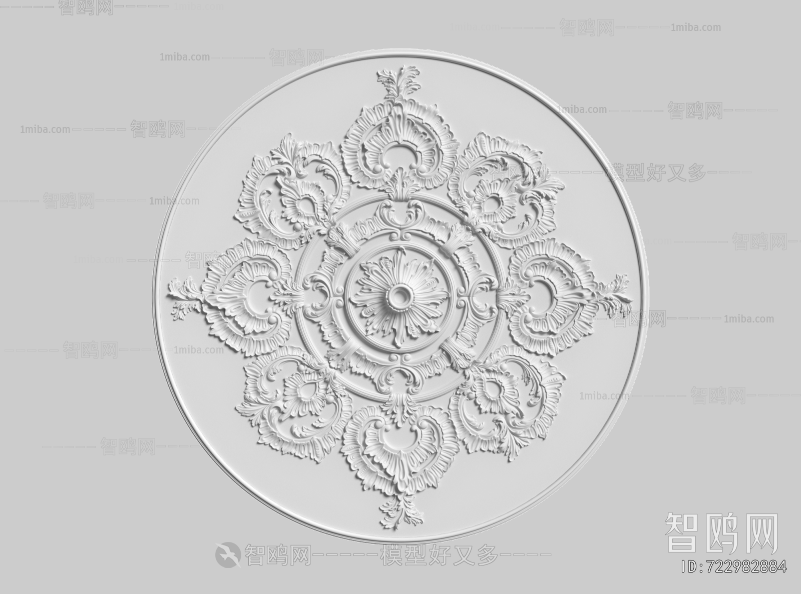 French Style Plaster Carved Top Plate