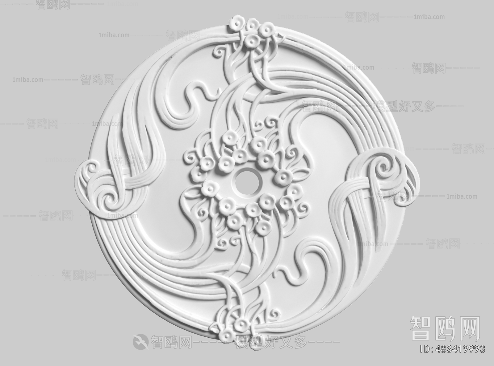 French Style Plaster Carved Top Plate