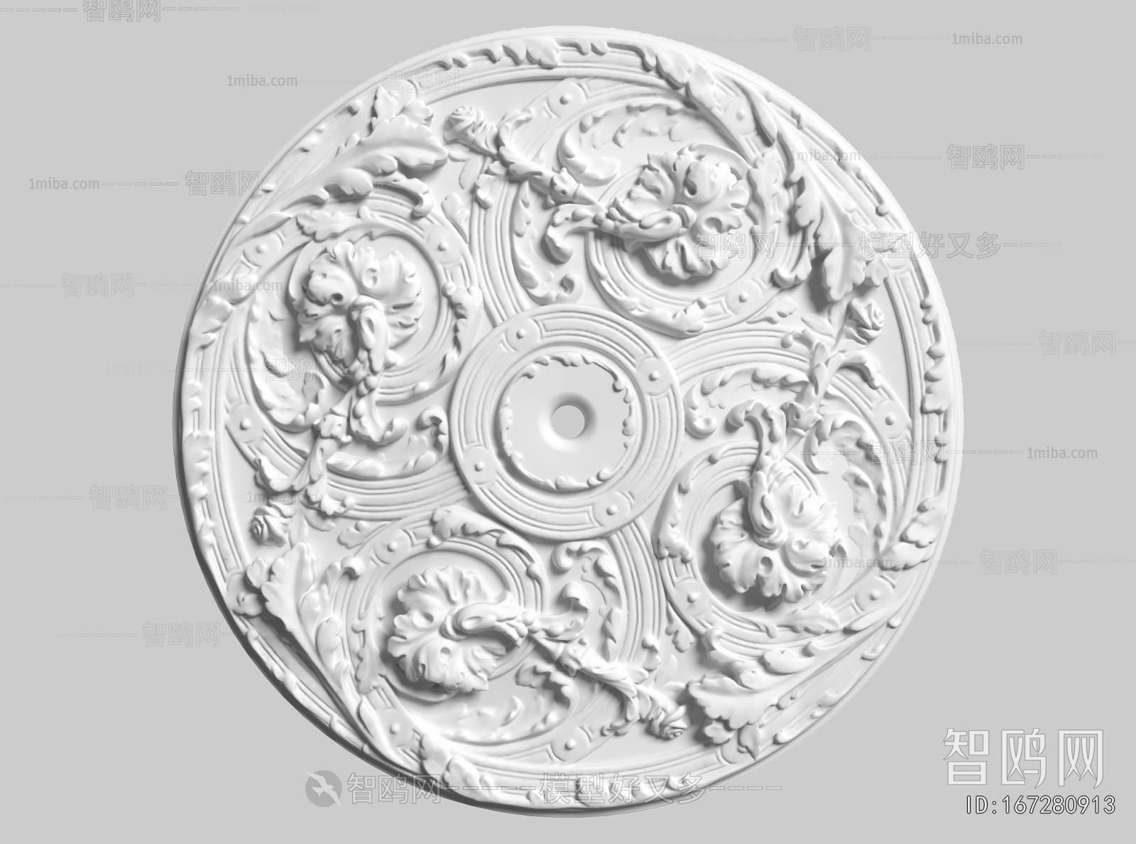 French Style Plaster Carved Top Plate