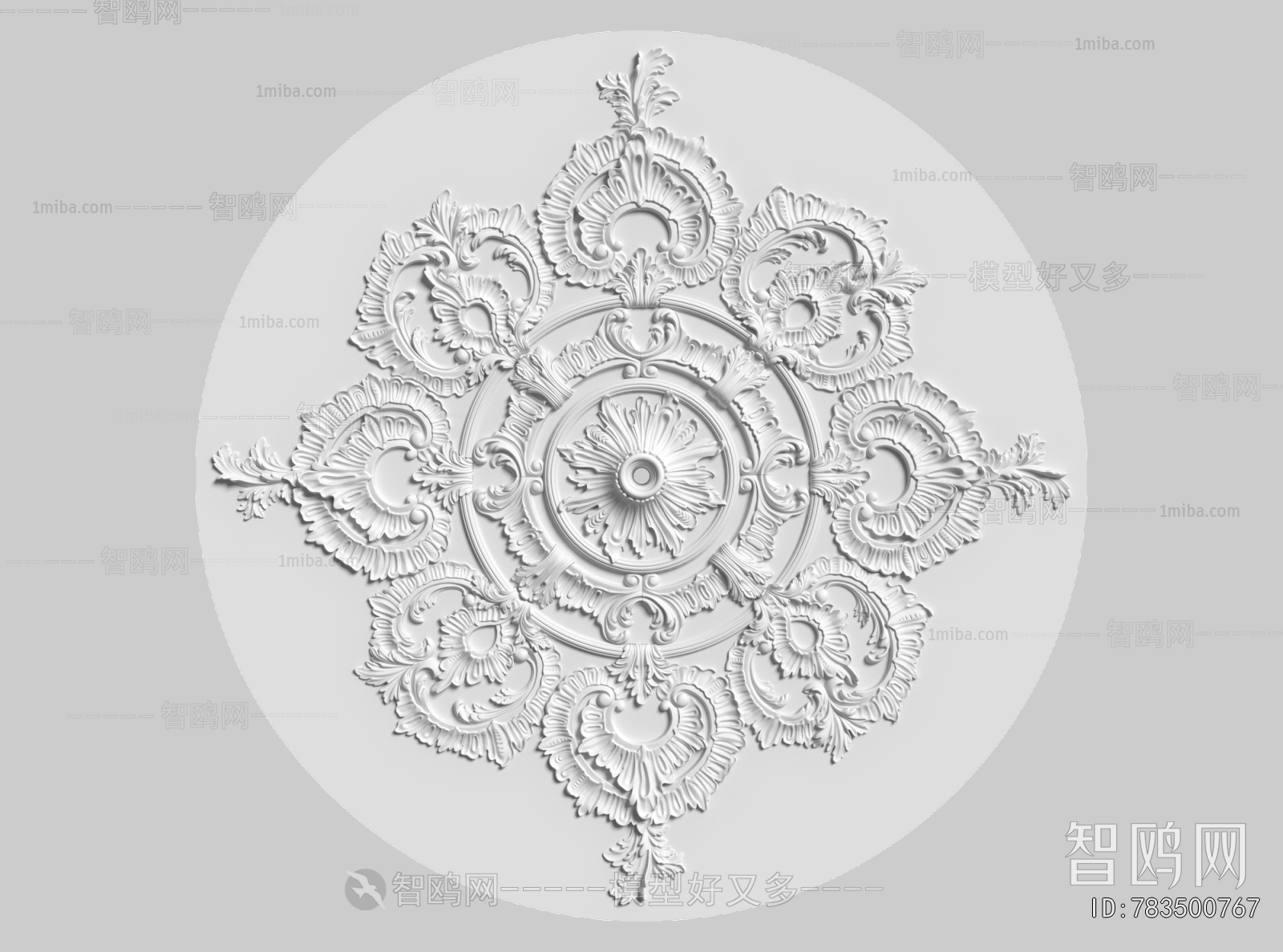 French Style Plaster Carved Top Plate