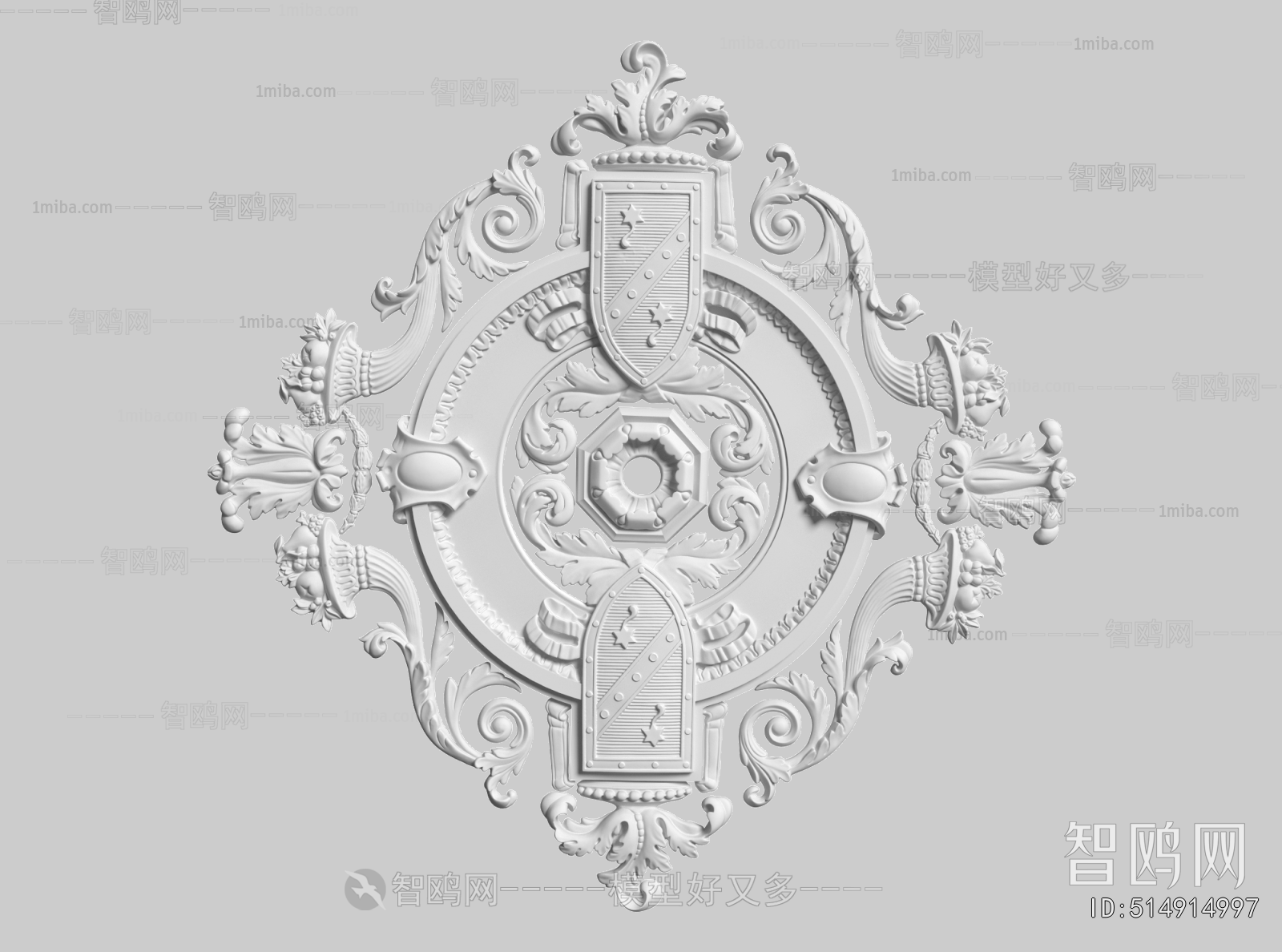 French Style Plaster Carved Top Plate