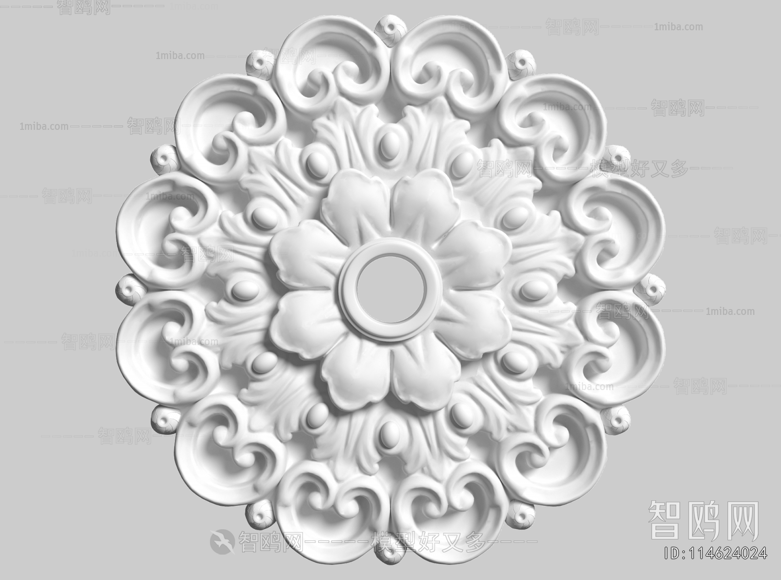 French Style Plaster Carved Top Plate