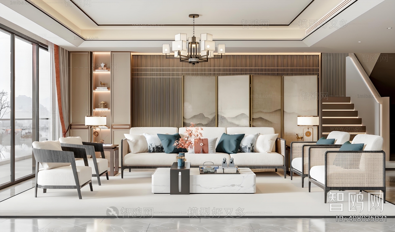 New Chinese Style A Living Room